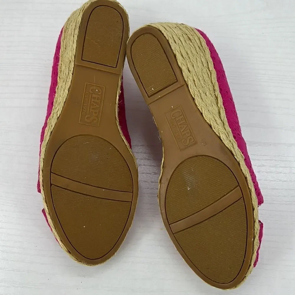 CHAPS Dakoda eyelet wedge peep toe shoes size 7
